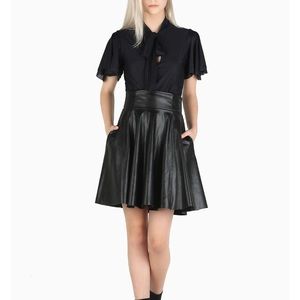 Blackmilk midi faux leather high waisted skirt